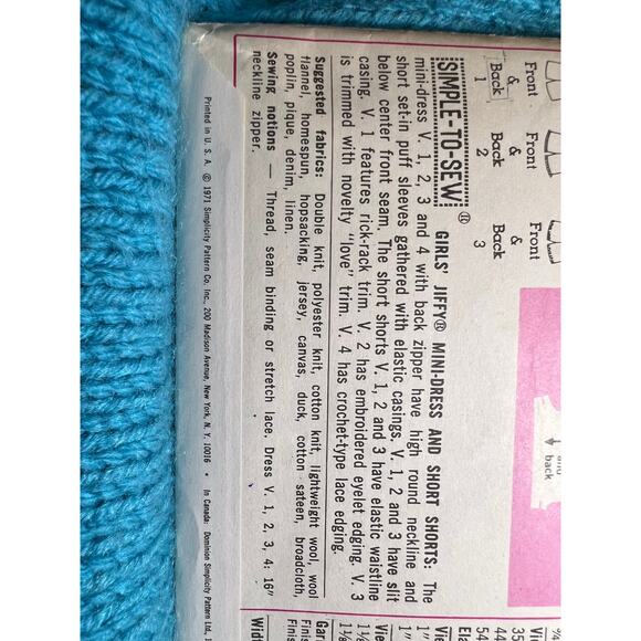 Simplicity 9588 Sewing pattern Girls A line dress shorts 1960s size 7 - Picture 5 of 6